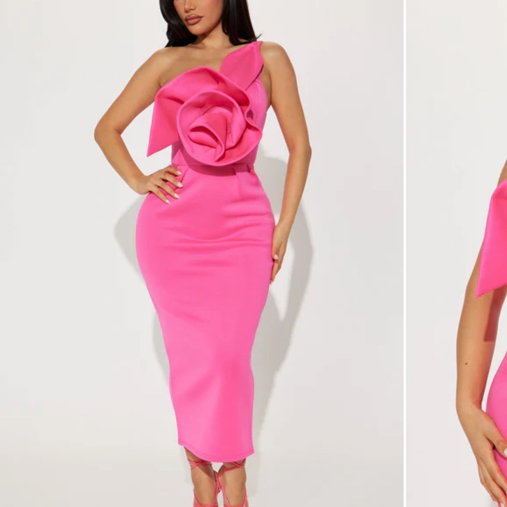 Elegant Pink One-Shoulder Dress